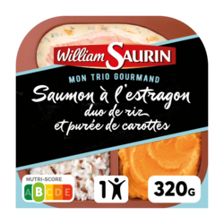 Saumon à l'estragon, duo de riz et purée de carottes
