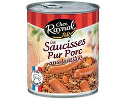 Les Saucisses Pur Porc aux Lentilles