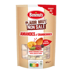 Plaisir Brut Non Salé Amandes&Cranberries 160G