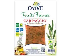 Carpaccio de Truite Fumée au Poivre de Sichuan avec dosette d'huile d'olive citronnée