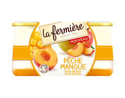 Yaourt onctueux sur lit de pêche mangue