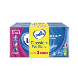 Mouchoirs Lotus boîte Classic+ Pur Blanc 2x80