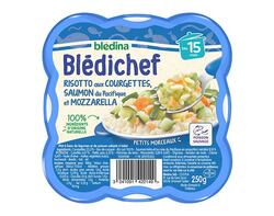 Risotto aux courgettes, saumon et mozzarella