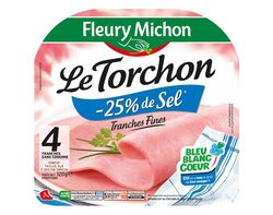 Jambon Le Torchon tranches fines -25% de sel