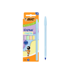 BIC® Cristal Pastel Ballpoint Pens Assorted - Pack of 5