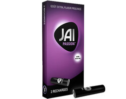 2 Recharges JAI PASSION Sans Nicotine. Mélange de fruits de la passion et d'arômes de litchi d'Asie Orientales.