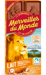 Tablette Chocolat Lait noisettes et amandes caramélisées pointe de sel, 100g