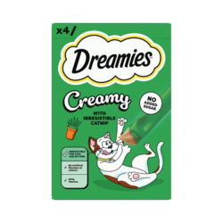 DREAMIES™ Creamy Adult Cat & Kitten Treats with Irresistible Catnip 4x10g