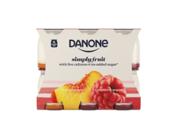 Simply Fruit Peach & Rapsberry Yogurt 6x110g