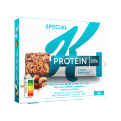 Special K® Protein Kokosnoot, cacao, cashewnoot & een vleugje amandelen repen 4x28g