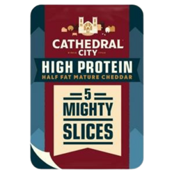 Cathedral City High Protein Half Fat Mature Cheddar Cheese Slices x5 150g