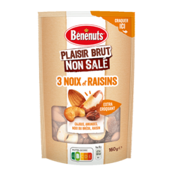 Plaisir Brut Non Salé 3 Noix & Raisins 160G