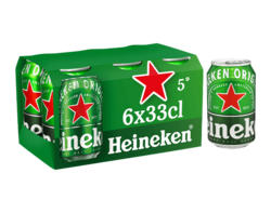 Heineken bière blonde canettes 6x33cl 5°