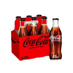 Coca-Cola sans sucres bouteilles verre 6x25CL