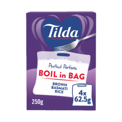 Tilda Boil in the Bag Brown Basmati Rice 4x62.5g