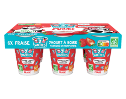 Les 2 Vaches Yaourts à Boire Fraise 100g X6