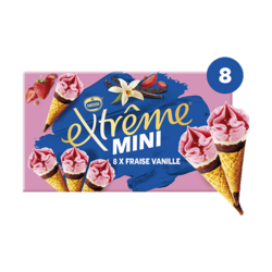 Mini Cônes Extrême Fraise Vanille X8