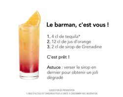 Recette cocktail avec alcool : Tequila Sunrise