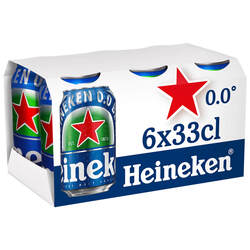 Heineken 0.0 bière blonde sans alcool canettes 6x33cl 0.0°
