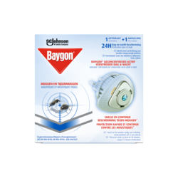 Baygon Diffuseur de Concentré Actif - Moustiques & Mouches - 1 appareil et 1 recharge