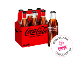 Coca-Cola sans sucres bouteilles verre 6x25CL