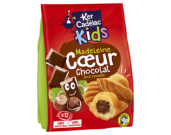 Madeleines coeur Chocolat goût Noisette x12, 420g
