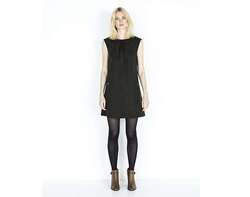 Robe flanelle col claudine coupe trapèze, EYZERAC - marine - 95€