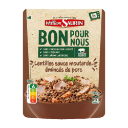 Lentilles sauce moutarde, émincés de porc - 300g