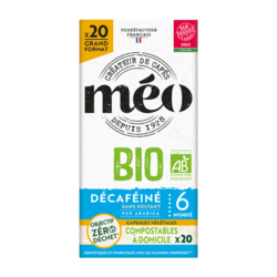 Méo Décaféiné sans solvant Bio Capsules Home Compost x20