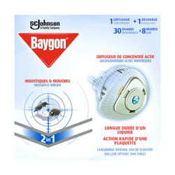Baygon Diffuseur de Concentré Actif - Moustiques & Mouches - 30 Usages