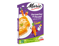 Parmentier de poulet, purée de carottes