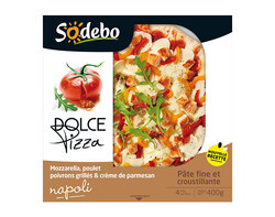 Mozzarella, poulet, poivrons grillés,parmesan