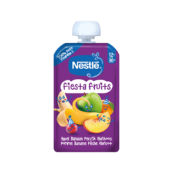 Fiesta Fruits Appel, Banaan, Perzik en Abrikoos 110g