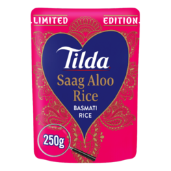 Tilda Microwave Limited Edition Saag Aloo Basmati Rice 250g