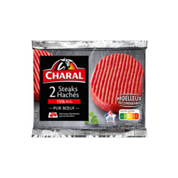 Steaks hachés pur boeuf 15% x2 (2x130g)