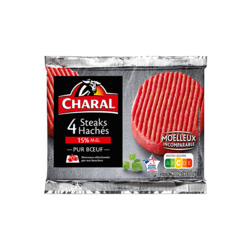 Steaks hachés pur boeuf 15% x4 (4x100g)