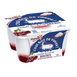 Yaourt au lait de brebis sur lit de cerises