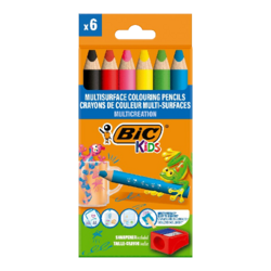 Carboard pack BIC® KIDS Multisurface pencil x6 + 1 taille-crayon
