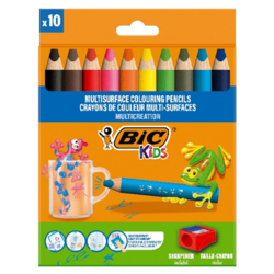 Carboard pack BIC® KIDS Multisurface pencil x10 + 1 taille-crayon