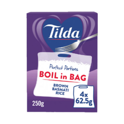 Tilda Boil in the Bag Brown Basmati Rice 4x62.5g