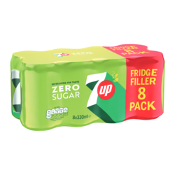 7UP Zero Sugar Lemon & Lime Cans 8 x 330ml