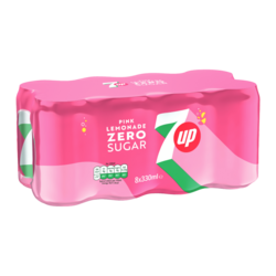 7UP Zero Sugar Pink Lemonade Cans 8 x 330ml
